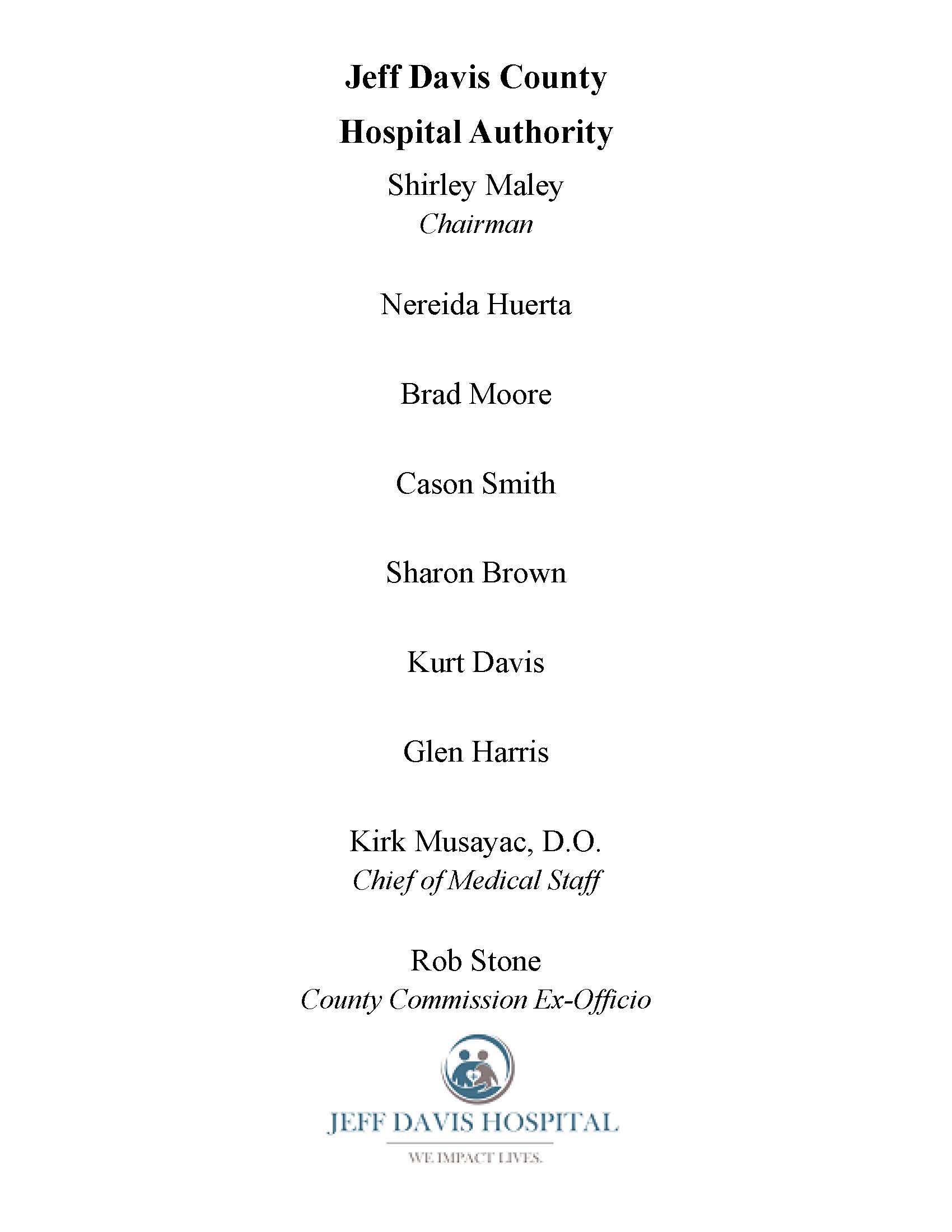 Jeff Davis County Hospital Authority Names
